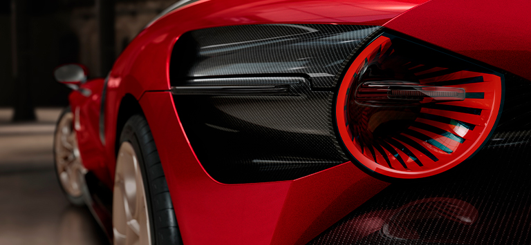 Bakre blinkers dyker upp från bilens vinge