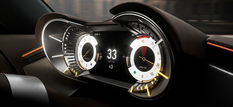 Förarskärm som kombinerar analoga och digitala element